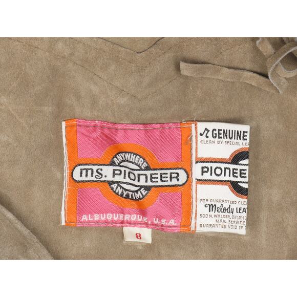 Vintage Ms Pioneer Fringe Western Hippie Boho Festival Suede Leather Vest - Picture 5 of 6